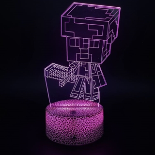 Minecraft 3D lampe - Sort lampefod med sprækker